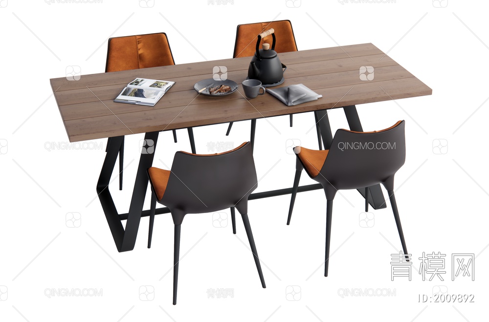 餐桌椅组合SU模型下载【ID:2009892】