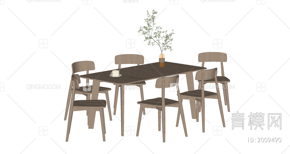 餐桌椅组合SU模型下载【ID:2009490】