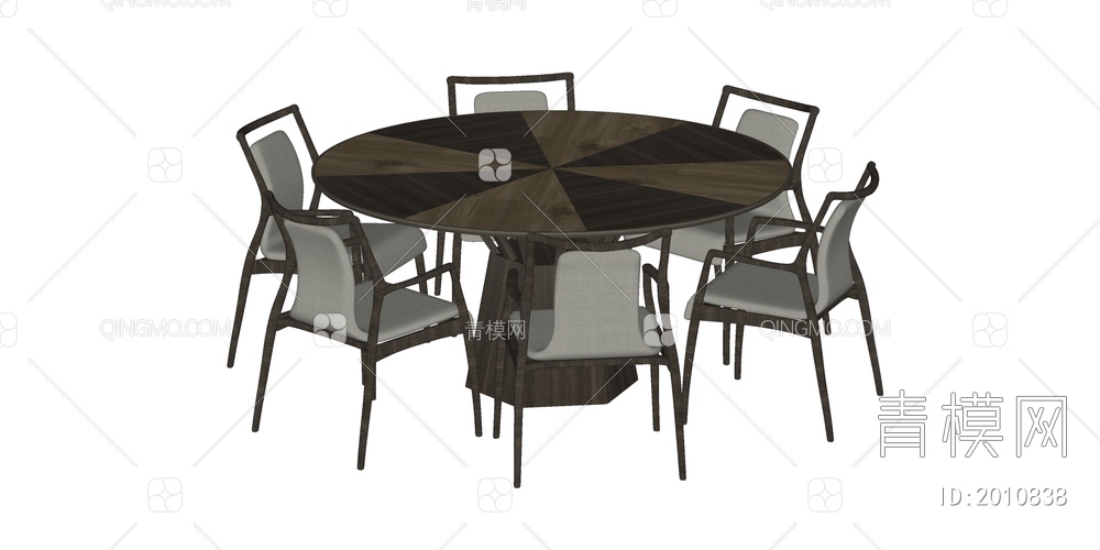 餐桌椅组合SU模型下载【ID:2010838】