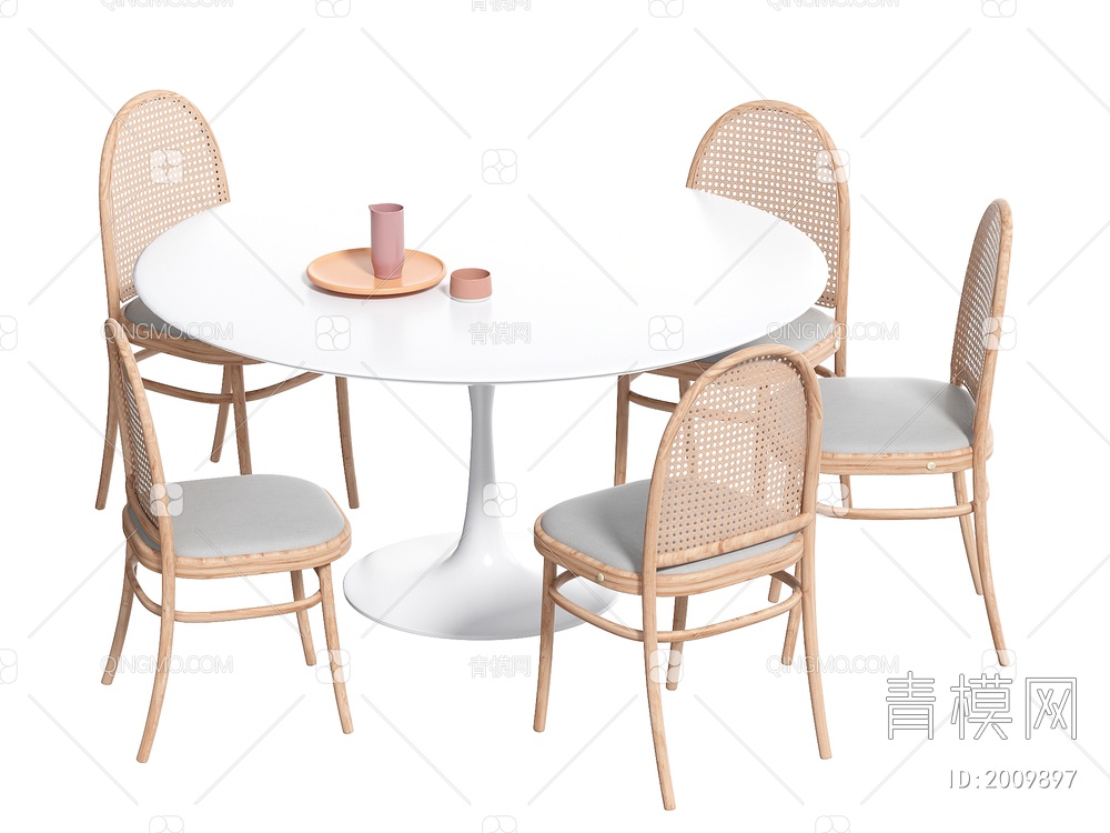 餐桌椅组合 餐椅 单椅 餐桌3D模型下载【ID:2009897】