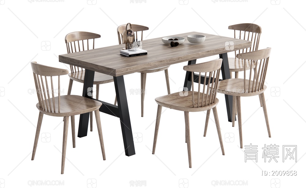 餐桌椅组合SU模型下载【ID:2009858】