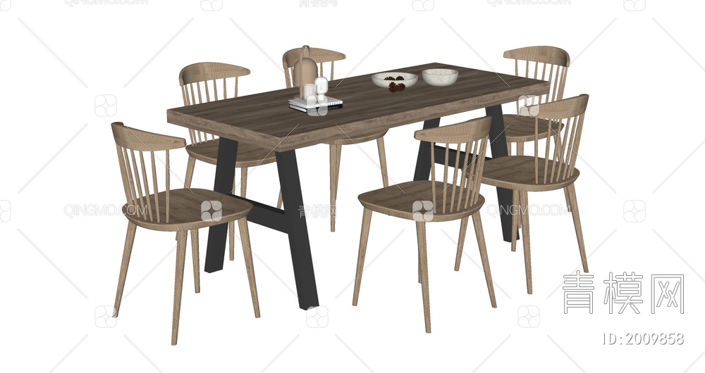 餐桌椅组合SU模型下载【ID:2009858】