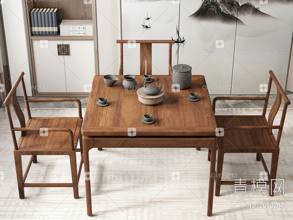 茶桌椅3D模型下载【ID:2010244】