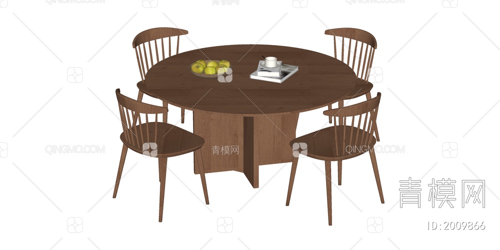 餐桌椅组合SU模型下载【ID:2009866】