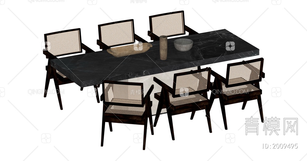 餐桌椅组合SU模型下载【ID:2009495】