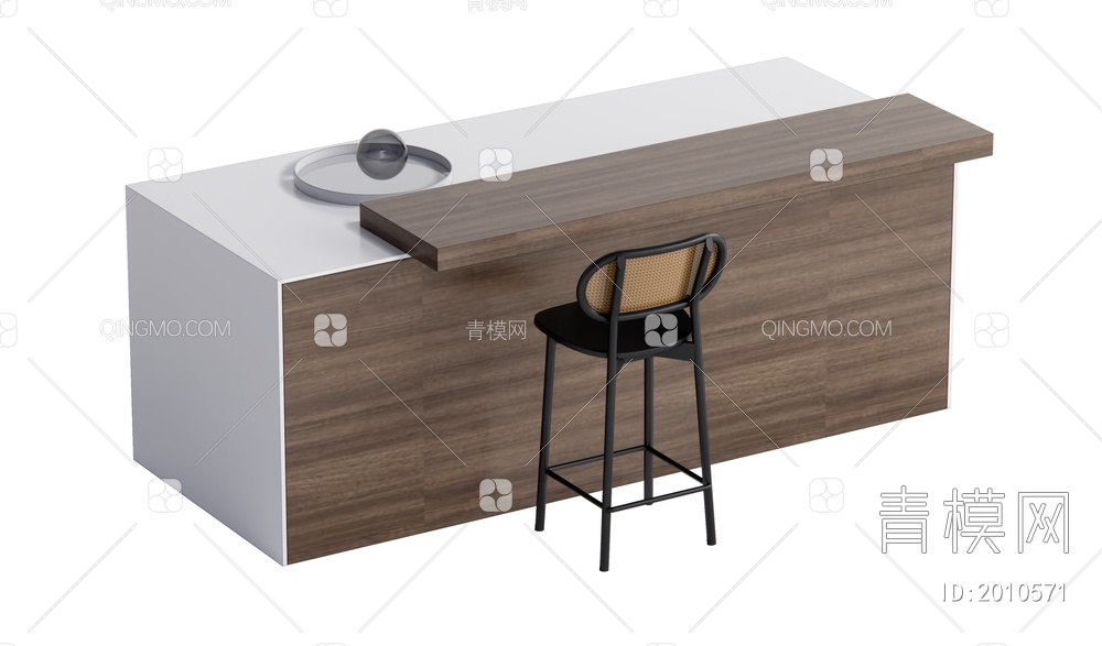 中岛台餐桌椅组合SU模型下载【ID:2010571】