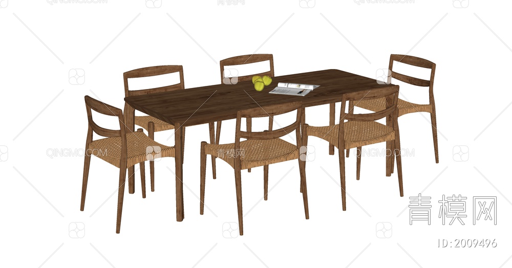 餐桌椅组合SU模型下载【ID:2009496】