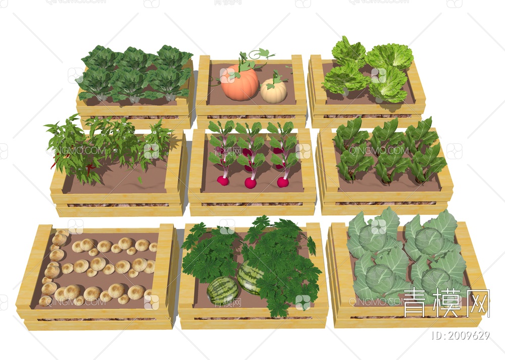 蔬菜水果种植 农场菜地SU模型下载【ID:2009629】