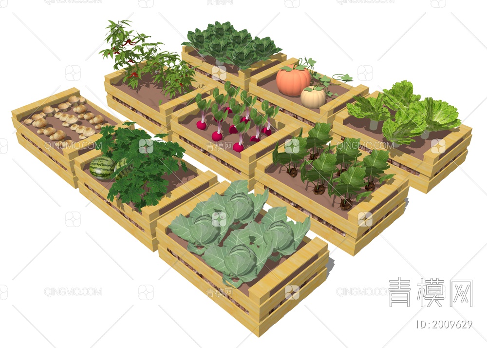 蔬菜水果种植 农场菜地SU模型下载【ID:2009629】