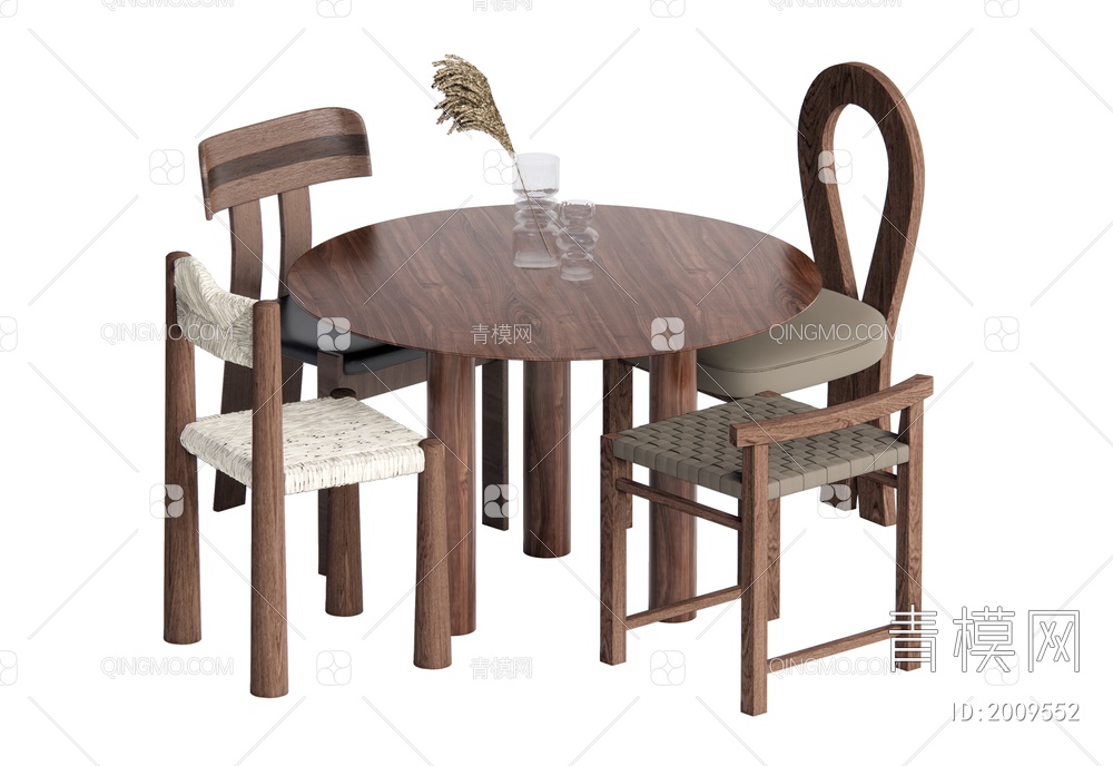 餐桌椅组合 休闲桌椅SU模型下载【ID:2009552】
