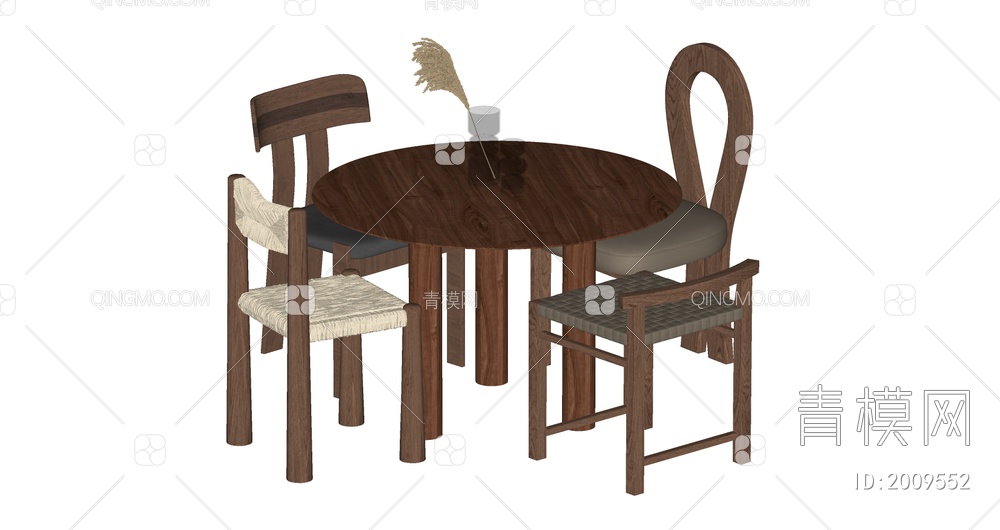 餐桌椅组合 休闲桌椅SU模型下载【ID:2009552】
