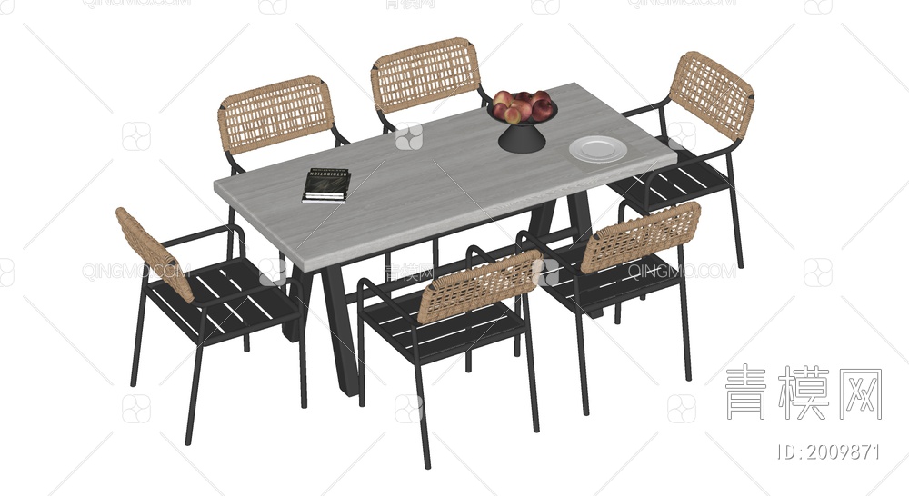 餐桌椅组合SU模型下载【ID:2009871】