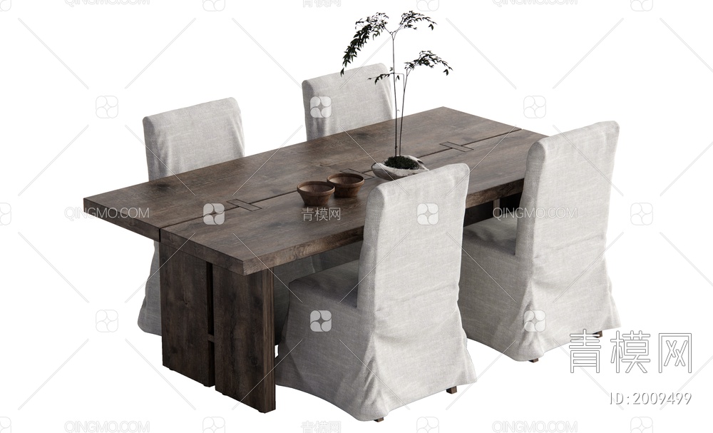 餐桌椅组合SU模型下载【ID:2009499】