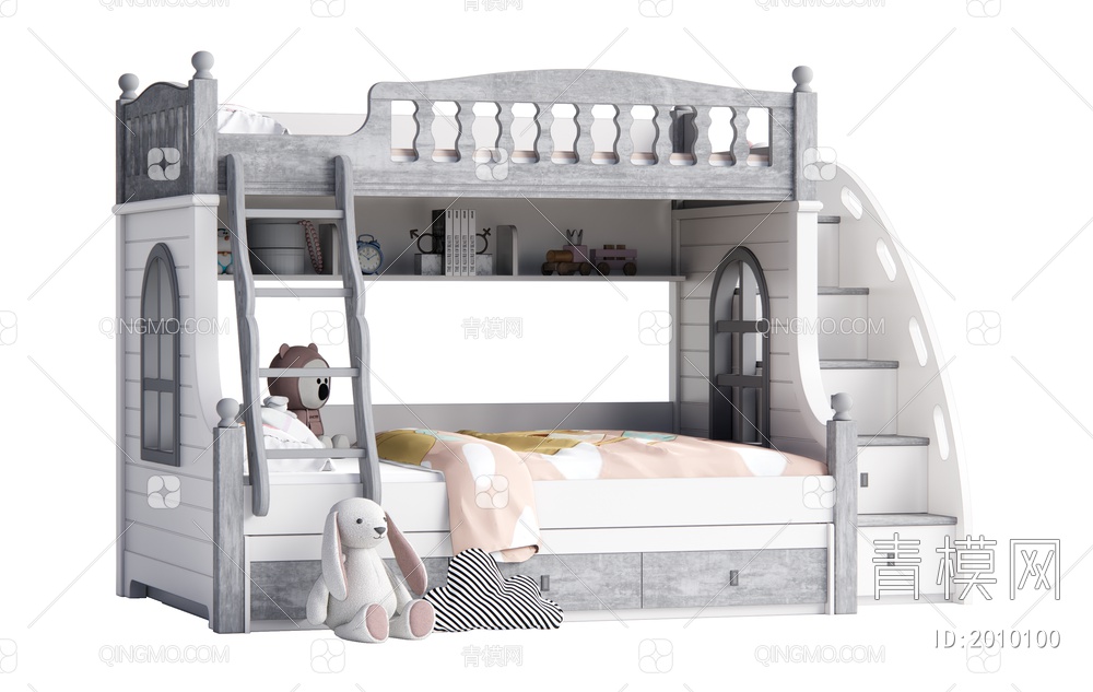 儿童床 上下床 双层床SU模型下载【ID:2010100】