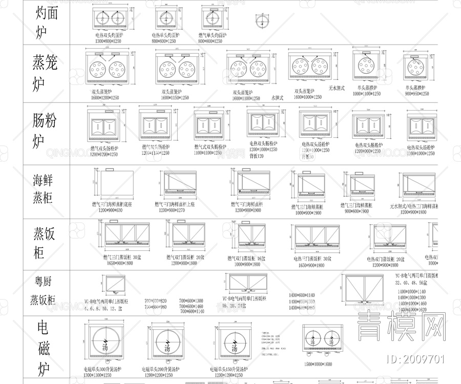 工装酒店厨房食堂CAD设计图库【ID:2009701】