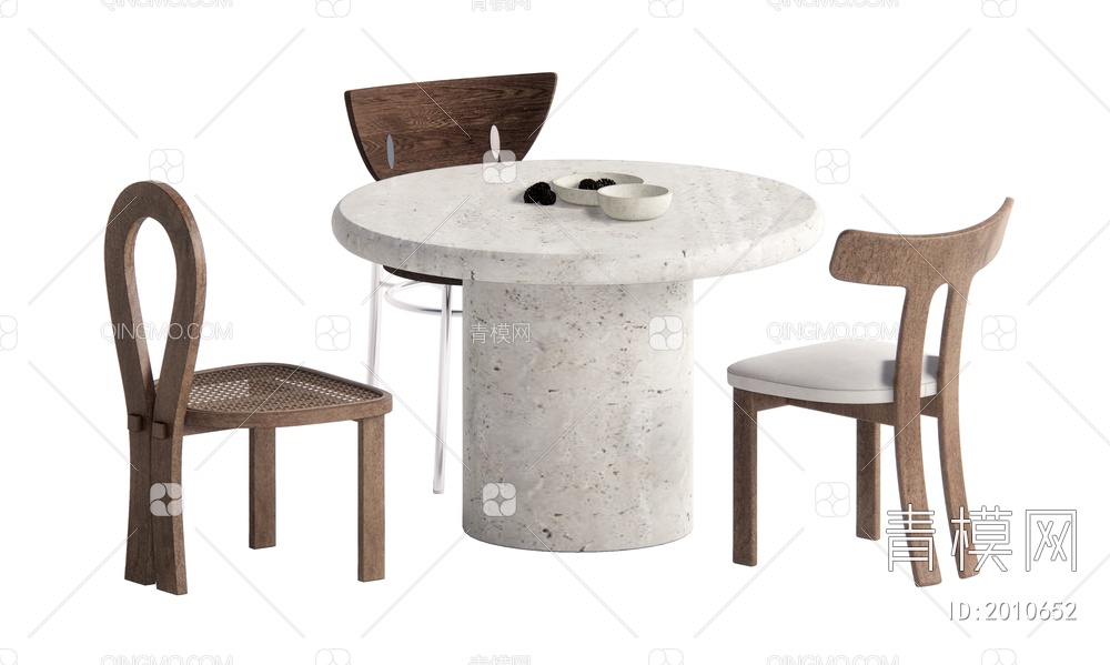 中古风餐桌椅组合SU模型下载【ID:2010652】