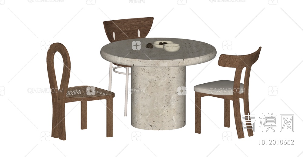 中古风餐桌椅组合SU模型下载【ID:2010652】