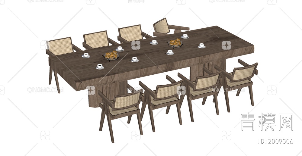 餐桌椅组合SU模型下载【ID:2009506】