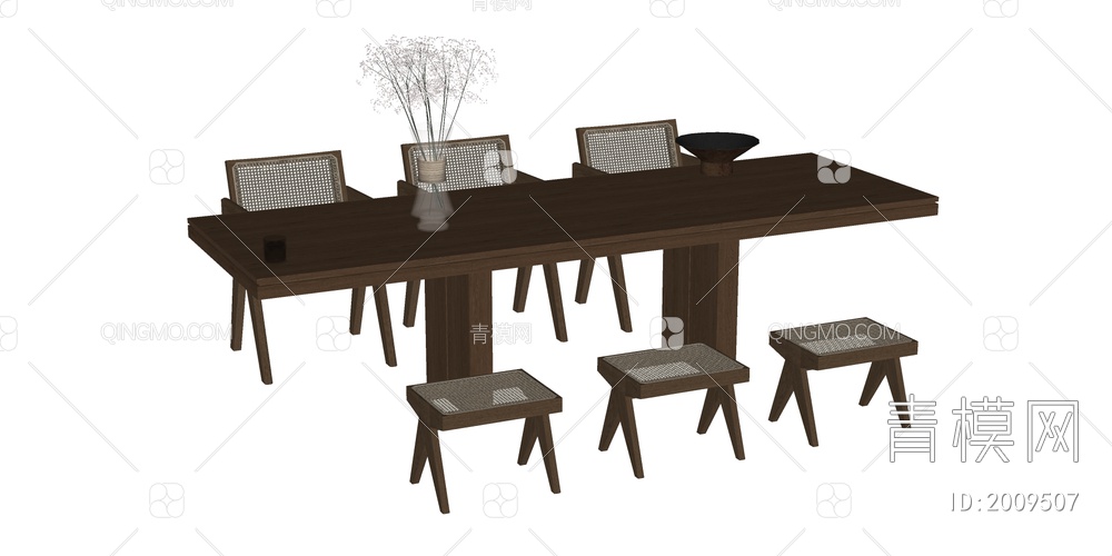餐桌椅组合SU模型下载【ID:2009507】