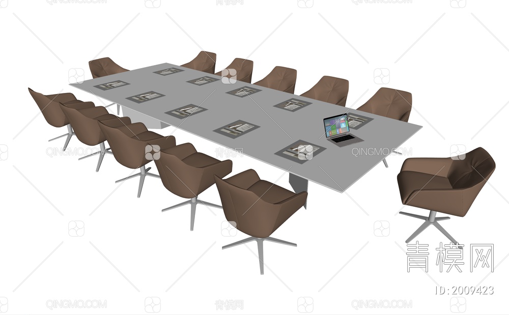 会议桌椅组合SU模型下载【ID:2009423】