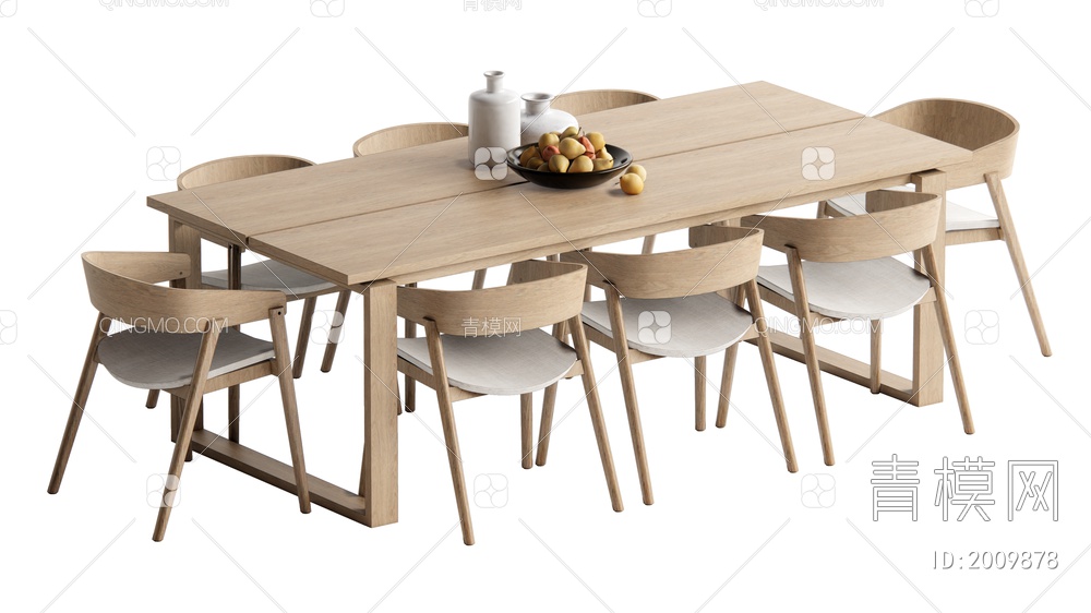 餐桌椅组合SU模型下载【ID:2009878】