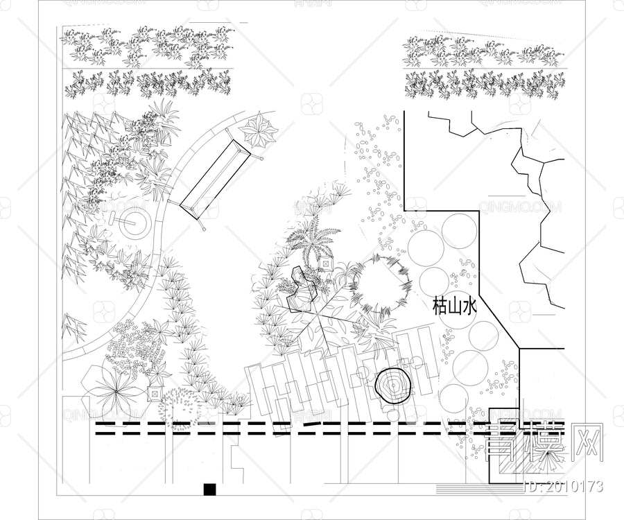 公园院子园林景观CAD平面图库【ID:2010173】