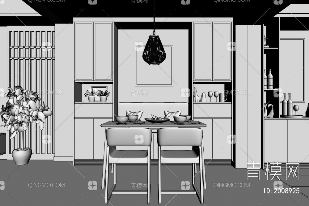 客餐厅 厨房3D模型下载【ID:2008925】