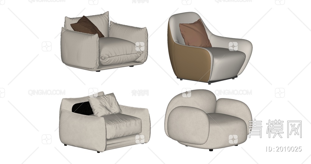 单人沙发组合SU模型下载【ID:2010025】