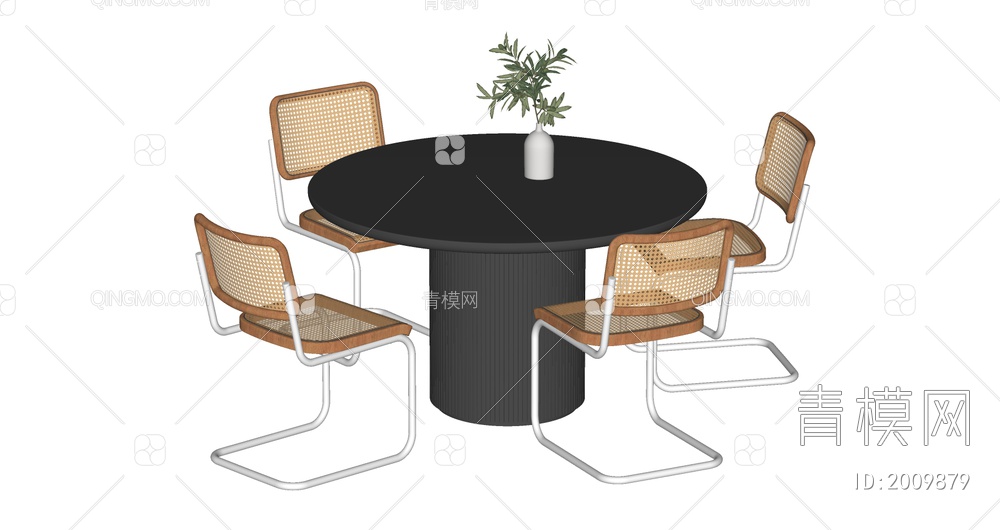 餐桌椅组合SU模型下载【ID:2009879】