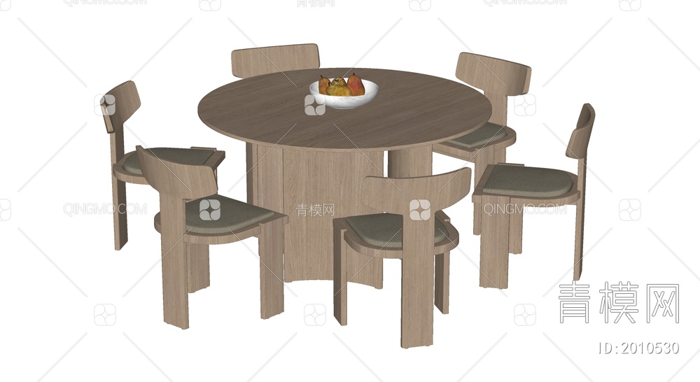 原木风餐桌椅组合SU模型下载【ID:2010530】