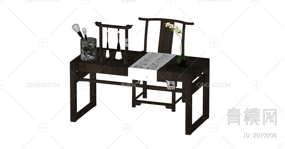 书桌椅组合 书桌椅组合SU模型下载【ID:2010908】