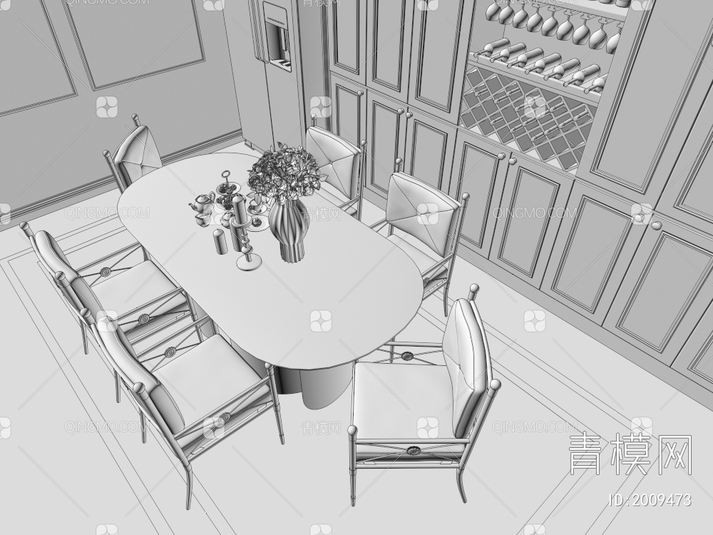 餐桌椅3D模型下载【ID:2009473】