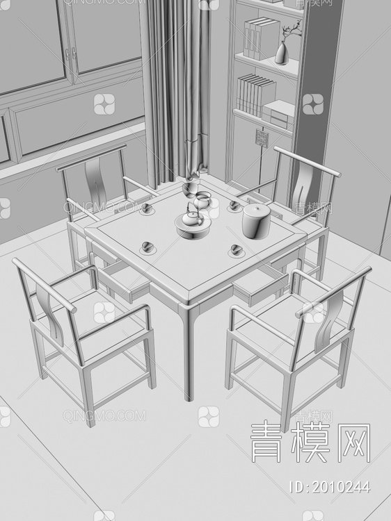 茶桌椅3D模型下载【ID:2010244】