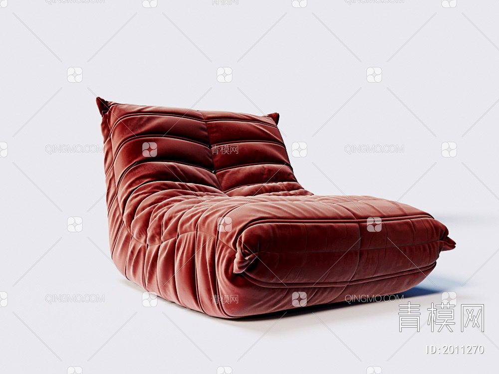 红色天鹅绒懒人沙发3D模型下载【ID:2011270】