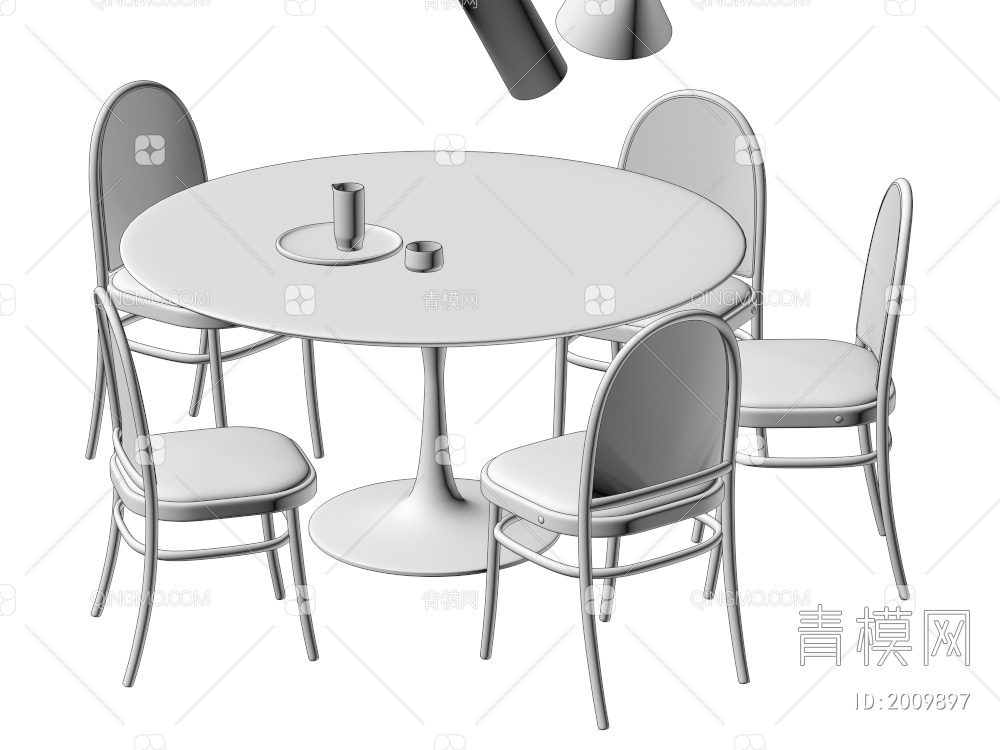 餐桌椅组合 餐椅 单椅 餐桌3D模型下载【ID:2009897】