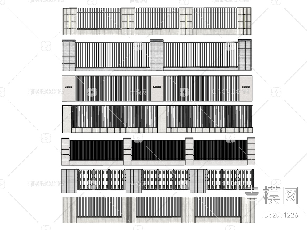 围墙SU模型下载【ID:2011226】