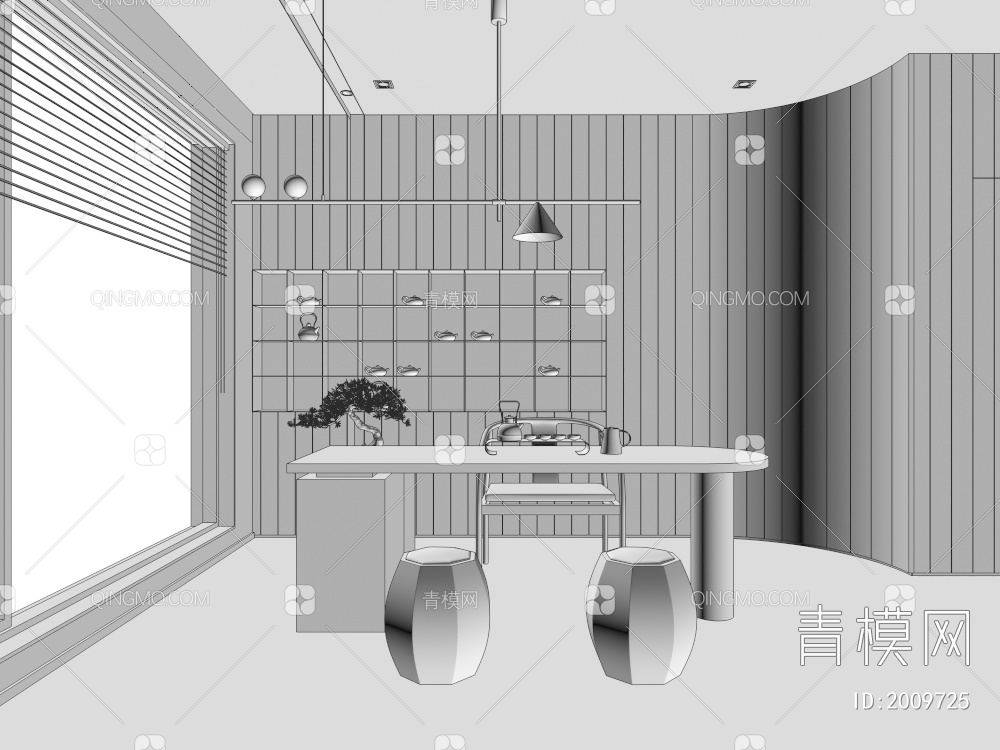 书房 茶室3D模型下载【ID:2009725】