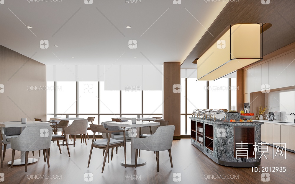 酒店餐厅 食堂餐吧3D模型下载【ID:2012935】