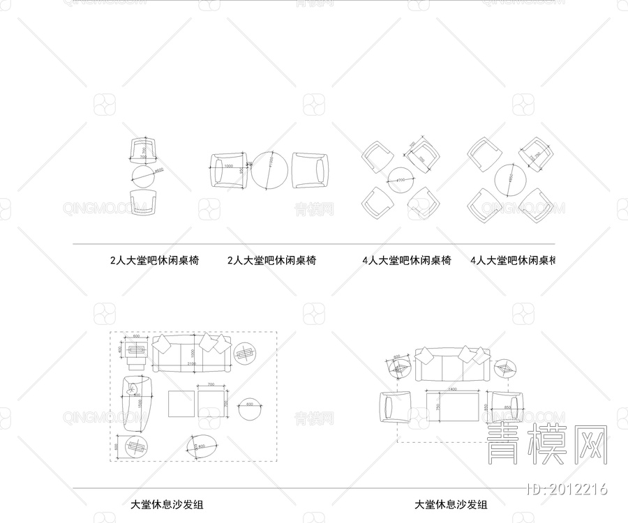酒店设计家具平面及门平面图库【ID:2012216】