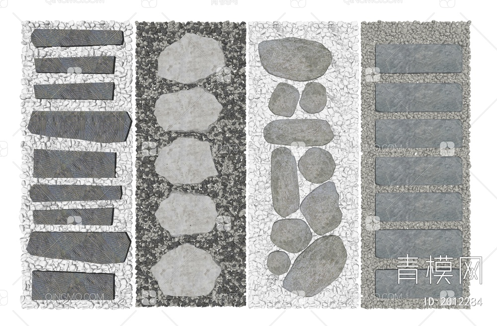 青石板汀步SU模型下载【ID:2012284】