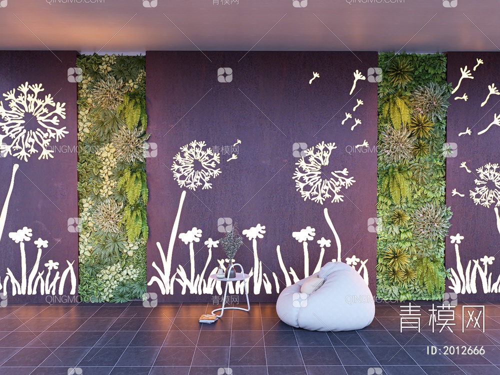 绿植墙 植物墙 景观造型墙SU模型下载【ID:2012666】