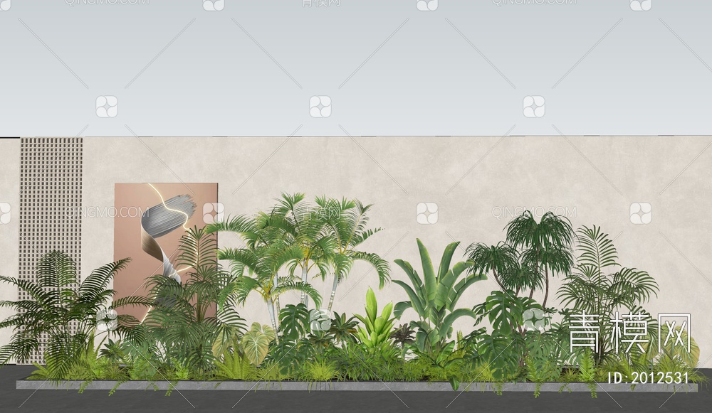 植物组合 绿植堆SU模型下载【ID:2012531】