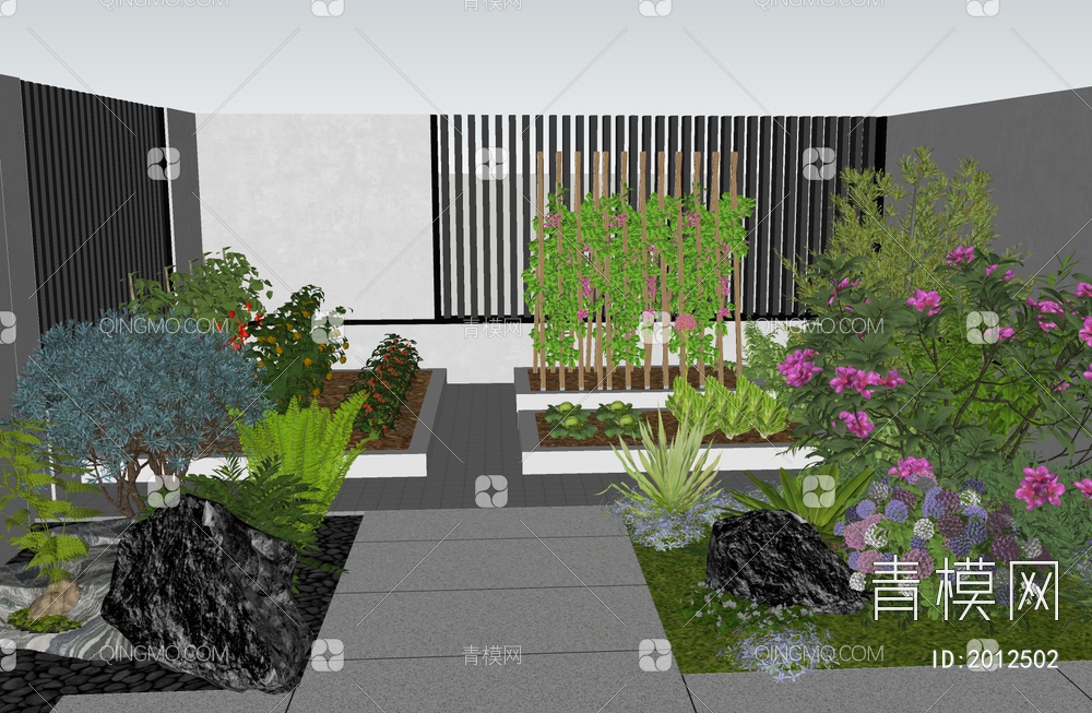 庭院菜园SU模型下载【ID:2012502】