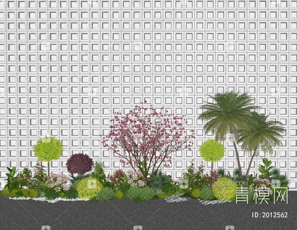 庭院花园植物花境SU模型下载【ID:2012562】