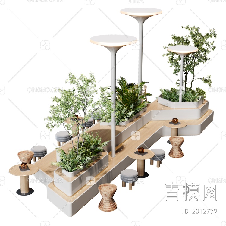 沙发茶几公区景观座椅3D模型下载【ID:2012779】
