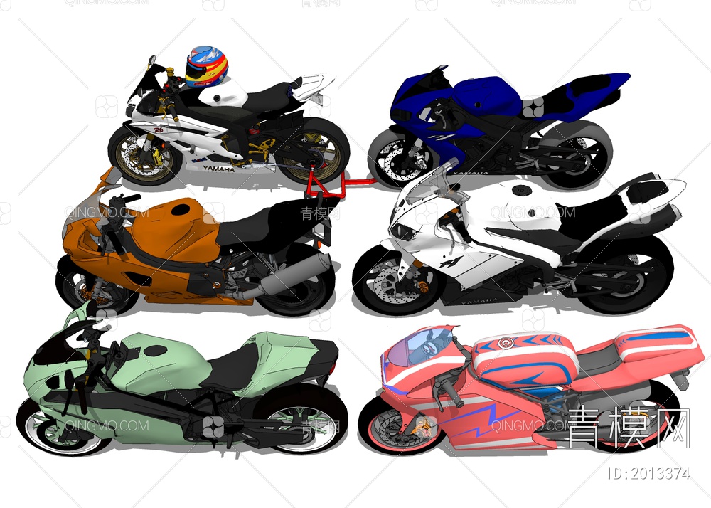 摩托车 机车赛车SU模型下载【ID:2013374】