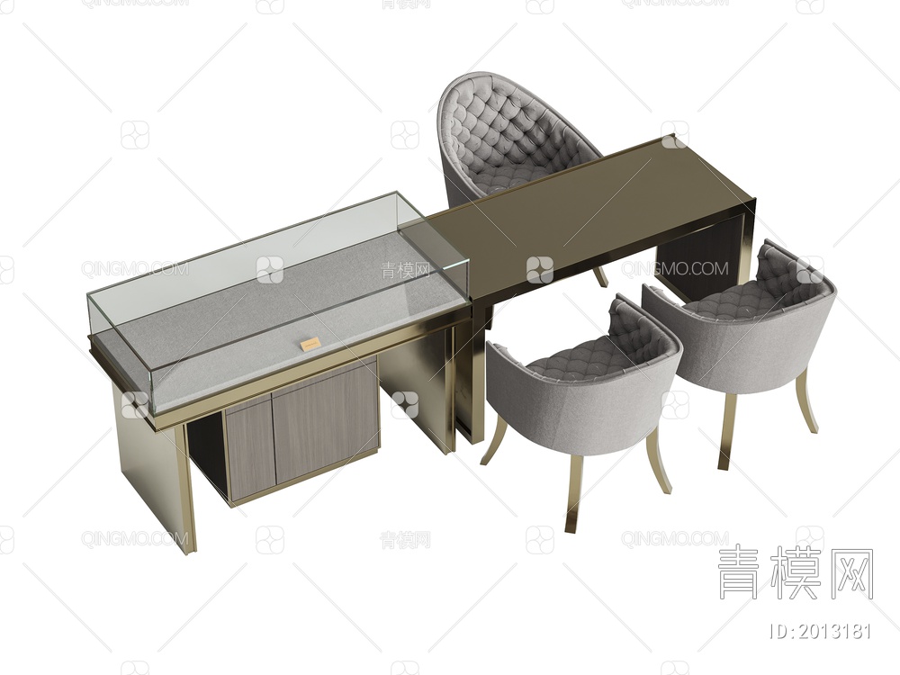 珠宝展柜 洽谈桌椅组合3D模型下载【ID:2013181】