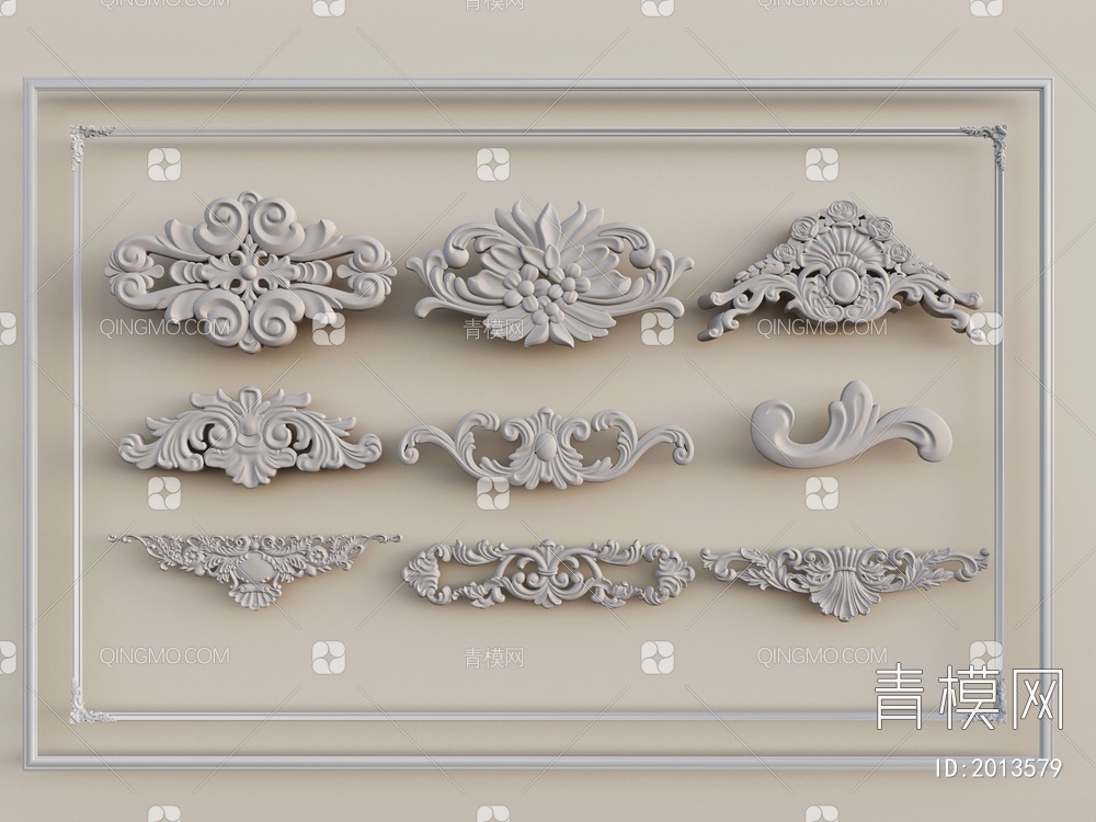石膏雕花构件3D模型下载【ID:2013579】