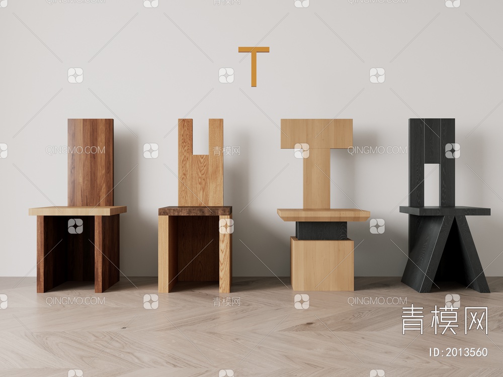 实木 造型 餐椅 椅子 单椅3D模型下载【ID:2013560】