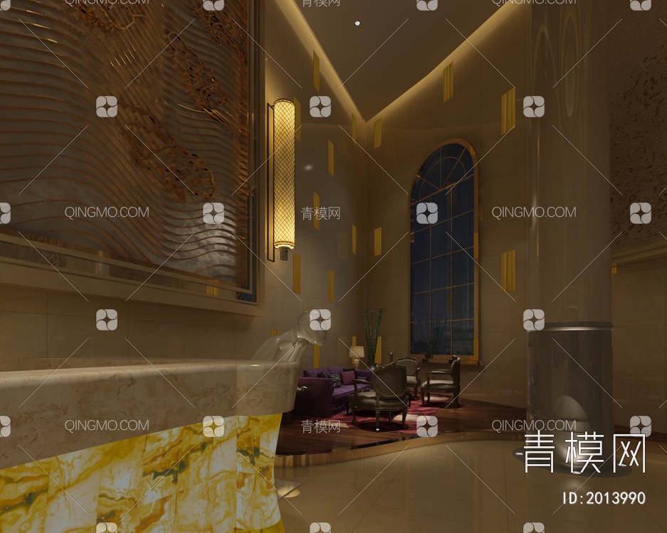 酒店休息区3D模型下载【ID:2013990】